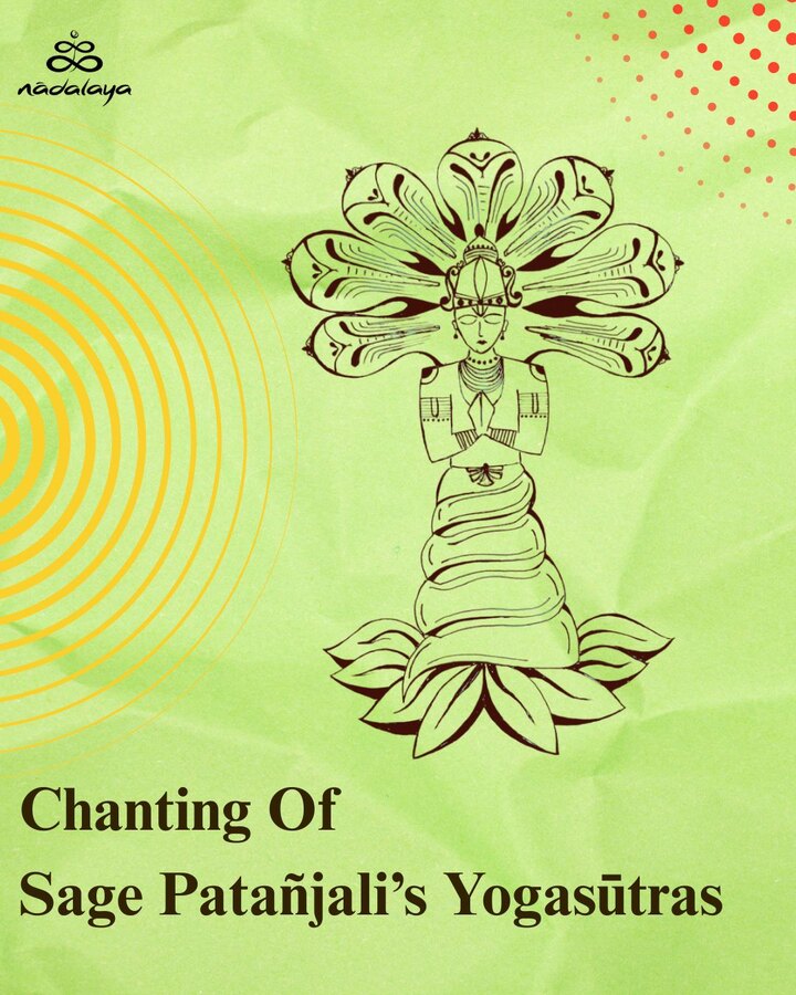 Green Nādalaya poster for chanting the Yoga-Sūtras of Sage Patañjali.