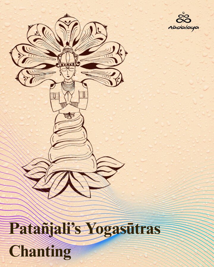 Cream Nādalaya poster for Patañjali’s Yoga-Sūtras chanting.